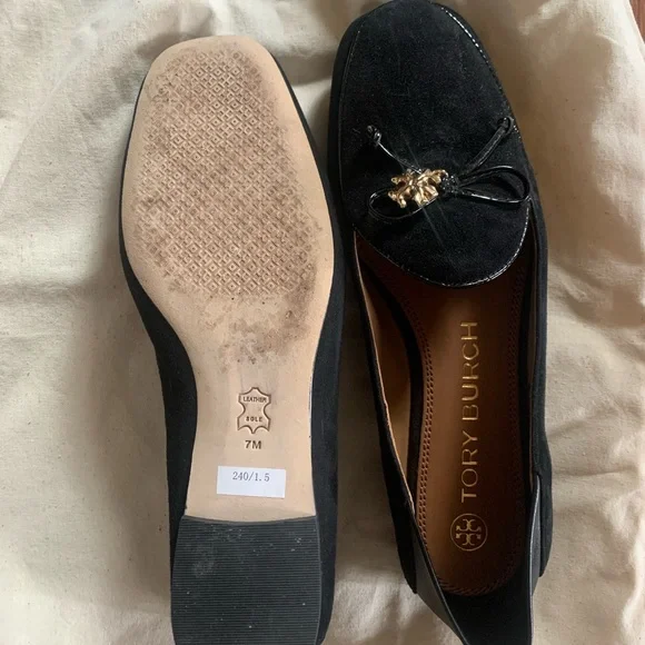 Tory Burch Black Leather Flats Timeless Style - Picture 5 of 6